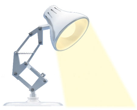 Image of Pixar's famous Luxo Jr. lamp, one of the first computer animation films created using their software