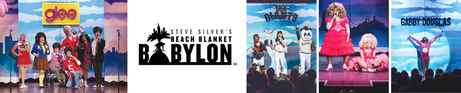 Montage of scenes from Beach Blanket Babylon