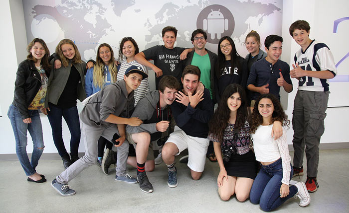 Image of the FastForward reporters and Brandon Crawford at AT&T ParkForward reporters at Google