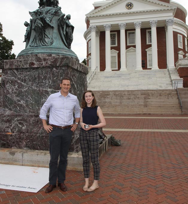 Image of FastForward reporter C.C. Clark with Charlottesville Major Mike Signer