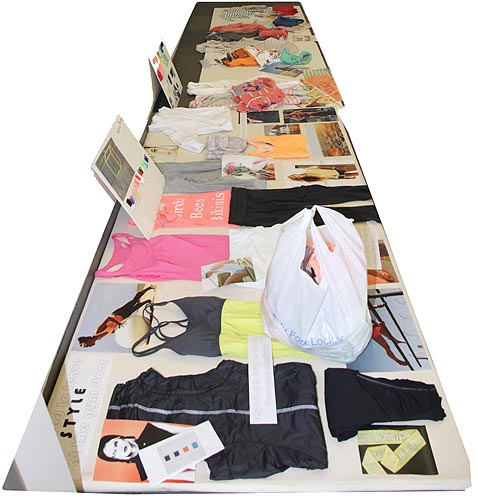 table with various Old Navy fashions