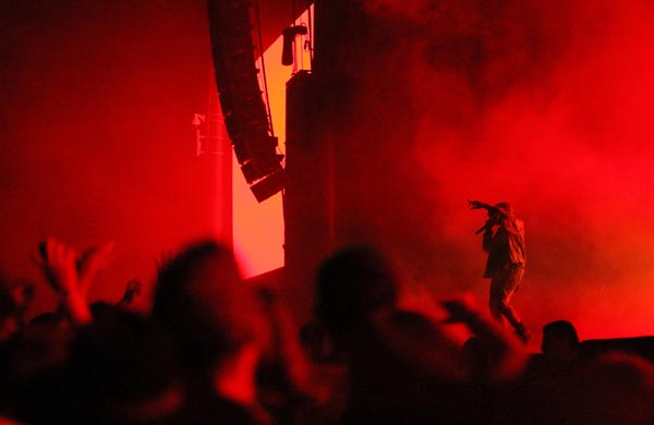 Image of crowd enjoying a performance of Kanye West at the Outside Lands Music & Arts Festival