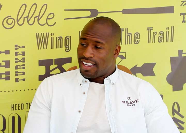 image of Vernon Davis being intervoiewed at Bottlerock Napa 2016