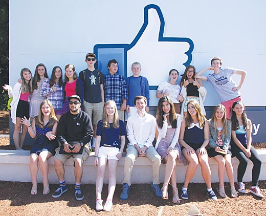 Image of the FastForward Adventure Reporters on site at Facebook's Menlo Park campus